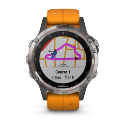 Смарт Часы Garmin Fenix 5 Plus Sapphire Titanium / Solar Flare Orange Band