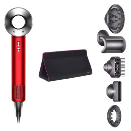 Фен Dyson Supersonic HD07 красный с черным дорожным чехлом и 5 насадками