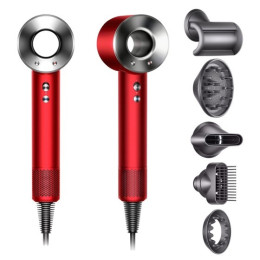 Фен Dyson Supersonic HD07 красный с черным дорожным чехлом и 5 насадками